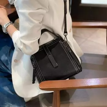 Верхний слой натуральной коровьей кожи, универсальная женская модная сумка на плечо, высококачественная женская дорожная сумка-ведро через плечо