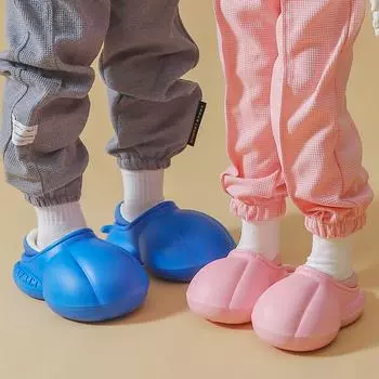 Верхний водонепроницаемый детский хлопковый тапочки для девочек среднего и маленького возраста, нескользящие плюшевые тапочки, зимние домашние теплые тапочки из хлопка для одноклассников мужского пола 180 [Suitable for foot length 170mm] синий