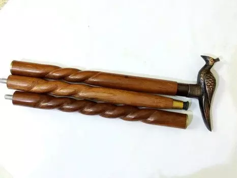 Верхняя часть из латуни с головой павлина, дизайнерская ручка в викторианском стиле, деревянная винтажная трость для ходьбы, палка в античном стиле, деревянная палка, антиквариат