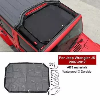 Верхняя крышка сетчатого солнцезащитного козырька обеспечивает защиту от ультрафиолета для Jeep Wrangler JK JKU 2007-2017, черный чёрный