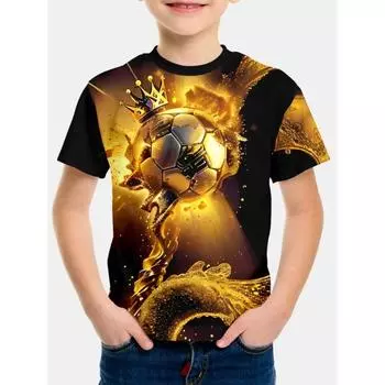 Верхняя одежда для детей Baby Golden Football Boys Clothing Детская футболка с коротким рукавом Футболка с коротким рукавом для детей Топы 100
