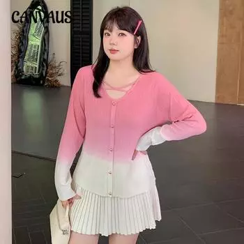 Верхняя одежда для женщин больших размеров с градиентом на весну и осень Внутренний трикотаж XL чёрный