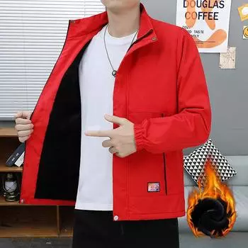 Верхняя одежда Куртка с воротником-стойкой Бейсбольный костюм Утепленная куртка Мужская осенне-зимняя повседневная куртка с хлопковой подкладкой M