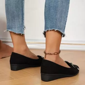 Верхняя одежда с бантом, женские одинарные туфли 2024 года, весна, новинка, импортная торговля, большие размеры, мода, повседневные, большие размеры, женские туфли с мелким горлом 36