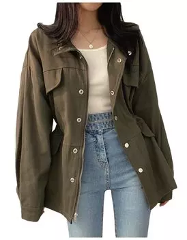 Верхняя одежда Весенняя куртка Военная куртка Цвет Зеленый Размер M [Lilly chocolate] Женская зелёный