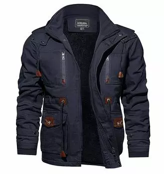 Верхняя одежда Зимняя защита от холода Флисовая подкладка Блузон большого размера Военная куртка Альпинизм Куртка-карго Одежда для активного отдыха Рабочая одежда Модное пальто тёмно-синий