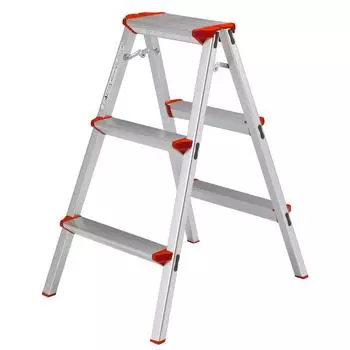 Верхняя пластина табурета-стремянки ALINCO 27 x 16 сертифицирована Ассоциацией по безопасности продукции, 3-ступенчатая [высота 79, см] Стремянка CCA-80K, широкая, легкая, алюминиевая, серебряный