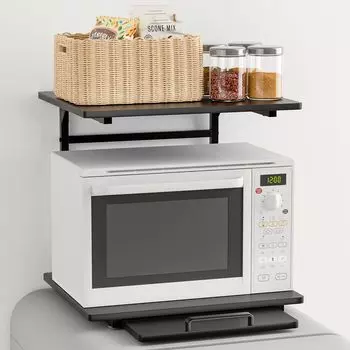 Верхняя полка для холодильника UTIMIU, выдвижная полка для кухонных принадлежностей, ширина шкафа x глубина x высота 45 см, полка для микроволновой печи, верхняя полка для холодильника чёрный