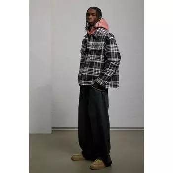 Верхняя рубашка из фланели HM свободного кроя, темно-серая клетка S