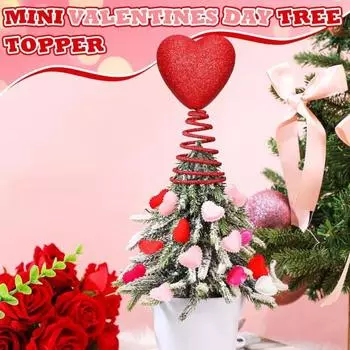 Верхушка для дерева Сердце Красное блестящее украшение в форме сердца на День святого Валентина Красное сердце для украшения мини-валентинок для вечеринки по случаю дня святого Валентина красный