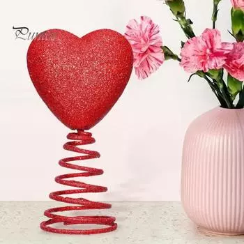 Верхушка для дерева Сердце Красное блестящее украшение в форме сердца на День святого Валентина Красное сердце для украшения мини-валентинок для вечеринки по случаю дня святого Валентина красный