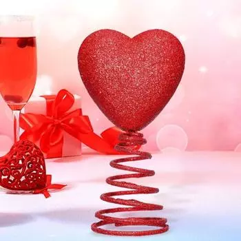Верхушка для елки Сердце Красное блестящее украшение в виде сердца День святого Валентина Красное сердце Дерево