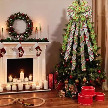 Верхушка для елки венок бант большой зеленый новогодний бант верхушка для елки One Size зелёный