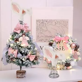 Верхушка для пасхальной елки в виде кроличьих ушек, украшение на верхушку елки, плюшевая верхушка для пасхальной елки с пружиной, товары для весенней вечеринки розовый