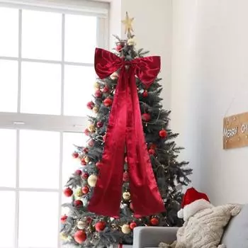 Верхушка для рождественской елки, бант, большой бант из атласной ленты с зажимом, удлиненные банты для вечеринки, свадьбы, выпускного, торжественного платья, аксессуар кирпич красный