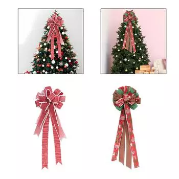 Верхушка для рождественской елки, бант, украшение на рождественскую елку, декоративный классический рождественский декор, украшение на рождественскую елку для вечеринок, товары для дома