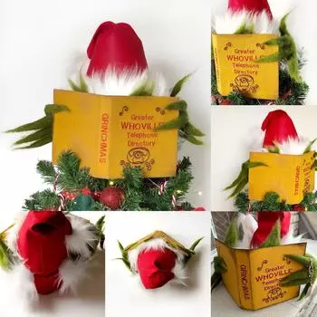 Верхушка для рождественской елки Клетчатая забавная плюшевая кукла, вдохновленная украшением на рождественскую елку, забавная верхушка для елки, крадет рождественскую пушистую верхушку для елки One Size