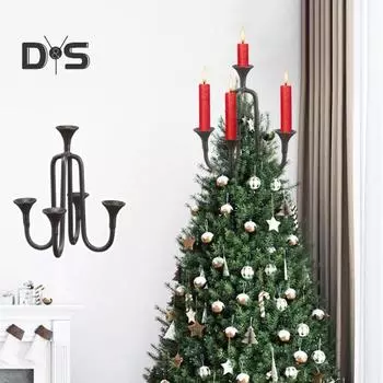 Верхушка для рождественской елки, подсвечник, смоляная верхушка для рождественской елки, украшения для праздничного декора чёрный