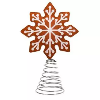 Верхушка для рождественской елки Рустикальная валяная снежинка/звезда Верхушка для елки Украшения для внутреннего и наружного праздничного домашнего декора A