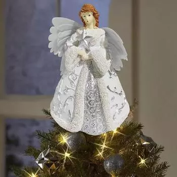 Верхушка для рождественской елки со световым освещением, двухмерная акриловая фигурка ангела, рождественский декор для верхушки елки, праздничное украшение для рождественской елки