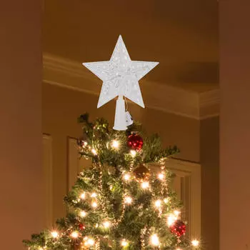 Верхушки для рождественской елки Star Top 3 режима Встроенные светодиодные фонари warm light
