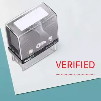 Verified Self Inking Rubber Stamp Custom Colop Office Stationary P20 Mini Stamper 14 mm x 38 mm красный