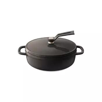 Vermicular Литая эмалированная кастрюля 18 см, цвет лесной орех, коричневая, безводная готовка, безводная выпечка, специальная книга рецептов, в комплекте кастрюля для духовки с 2 крышками [неглубокого типа]