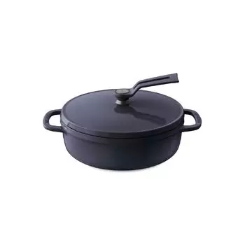 Vermicular Литая эмалированная кастрюля Ocean Navy 18 см, готовка без воды, выпечка без воды, специальная книга рецептов, в комплекте кастрюля для духовки с 2 крышками [неглубокого типа], отдельно стоящая