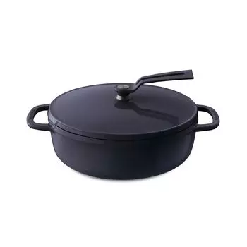 Эмалированная чугунная кастрюля Vermicular 22 см Цвет Океанский темно-синий Приготовление без воды Выпечка без воды Специальная книга рецептов в комплекте Кастрюля для духовки 2 Самостоящая крышка [Мелкий тип]