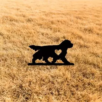 Верный пес садовый колышек железный художественный силуэт металлический двор знак креативное украшение двора сада для увековечения памяти питомца светло-серый