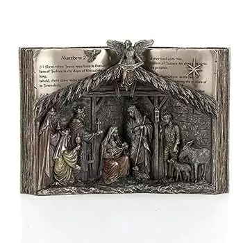 Veronese Design 5 1/4 Inch Tall Holy Bible Nativity of Jesus Religious Gift Cold Cast Bronzed Resin Statue Home Decor