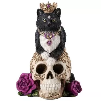Veronese Design 5 3/4 Inch Dark Treasures by Selina Fenech Magical Cat and Skull Hand Painted Figurine