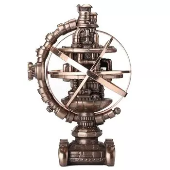 Veronese Design 7 1/8 Inch Tall Steampunk Mechanicus Gyroscope Resin Sculpture Bronze Finish