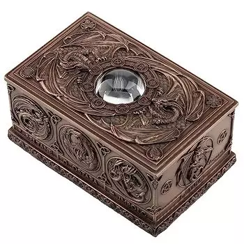 Veronese Design Dragons of The Sabbats Холодная литая смола Mystic Bronze Finish Tarrot Box Автор: Энн Стоукс