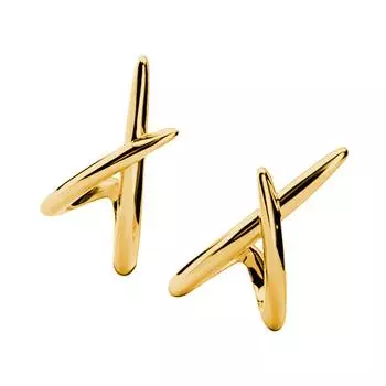 Versatile 3D Crosses Shape Earrings Accessory In Gold or Silver Tone Perfect For Everyday Wear Or Special Occasions T1 золотой