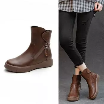 Versatile Boots Women s Shoes Retro Thick-soled Ankle Boots Breathable and Anti-slip Boots 35
