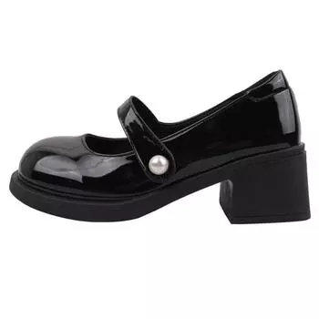 Versatile bright leather small leather shoes women s summer new thick-soled thick-heeled Mary Jane shoes trendy women 35