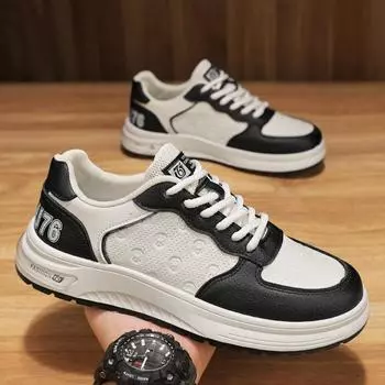 Versatile Casual Leather Men Sneakers Comfortable Trend Board Shoes for Men Breathable Sneakers Sports Shoes Men Running Shoes 39 бежевый