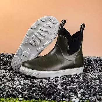 Versatile Casual Middle Tube Waterproof Shoes Men Fashion Hiking Shoes Anti-slip Wear-resistant Outdoors Rain Boots Fishing Boot 39