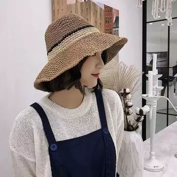 Versatile Crochet Straw Hat Women s Small Fresh Folding Sun Hat Beach Sunscreen Sun Hat M56-58cm хаки