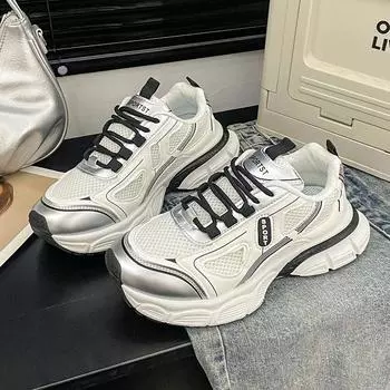 Универсальные туфли для папы, повседневная обувь, женские модные кроссовки с мягкой подошвой и сеткой на год 35 красный