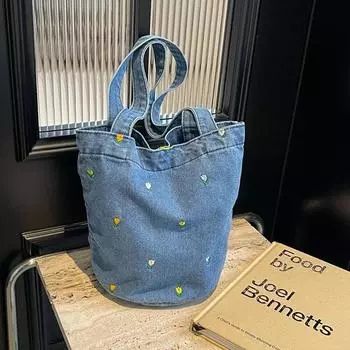 Универсальная джинсовая сумка с вышивкой для женщин, элегантная сумка, большая вместимость