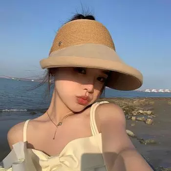 Универсальная соломенная шляпа-цилиндр с фланцами, женская, весна-лето, большие поля, закрывающие лицо, солнцезащитный крем, новая M56-58cm