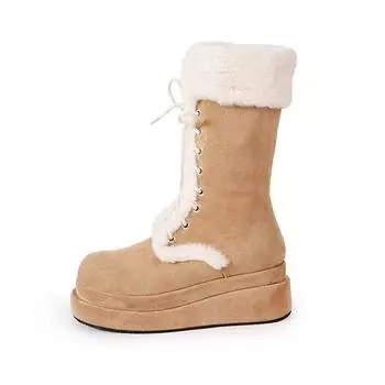 Versatile furry tall tube fur integrated snow boots women s new piled thickened warm cotton boots 35
