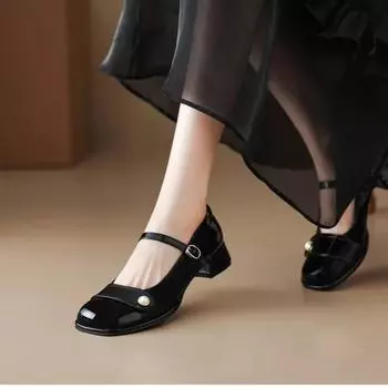 Versatile High Heels Women s Spring Autumn Comfortable 2024 New Style French Elegant Thick Heel Red Single Shoes Summer 35 чёрный