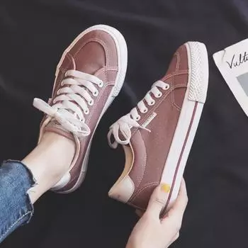 Versatile little white shoes women s 2025 spring and autumn flat-soled canvas shoes women s retro Hong Kong flavor board shoes women s Korean version 37 чёрный