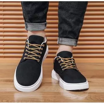 Versatile Men Casual Shoe New Breathable Men Shoe Korean Version Trendy Flat Bottom Board Shoes Youth Hong Kong Style Canva Shoe 39 чёрный