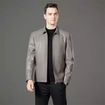 Versatile Men s Leather Jackets High-end Genuine Leather Casual and Fashionable Leather Jackets Simple Sheepskin Jackets for Men 170