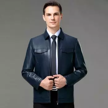 Универсальная новая кожаная куртка мужская куртка из натуральной кожи с лацканами из овчины ретро мотоциклетная осенне-зимняя кожаная куртка 170
