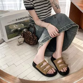 Versatile new slippers outer wear Internet celebrity heightening platform muffin sandals 2025 shoes women s summer fashion casual sandals 35 верблюд